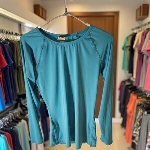TYR Aqua Blue Long Sleeve Rash Guard Swim Shirt Women’s XL Quick Dry UPF